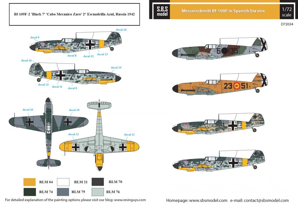 Messerschmitt Bf 109f In Spanish Service 1 72 Scale Sbs D734 Sbs Model Online Shop Models Armor Accessories