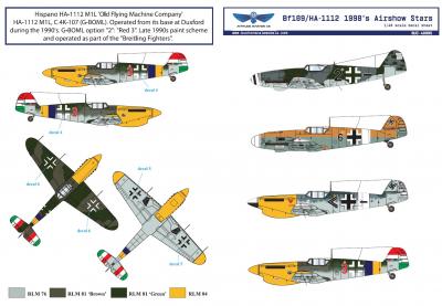 Bf 109/HA-1112 1990s Airshow Star Decals