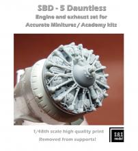 SBD-5 Dauntless engine & exhaust set for Academy/AM - 2.